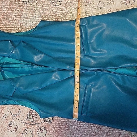 Sincerely Jules Turquoise Vegan Leather Long Line Open Front Vest - Size S - Picture 9 of 9